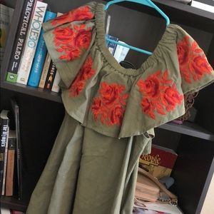 Olive off the shoulder dress